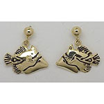 14k Gold Tropical Fish Post Earrings 2.9g
